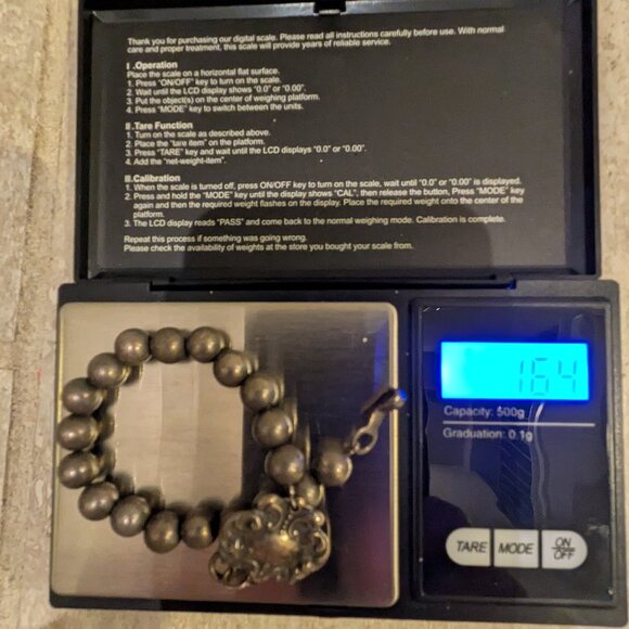 Vintage Sterling Silver Navajo Pearl Bead Bracelet Ornate Repoussé Clasp 925 - Picture 7 of 8